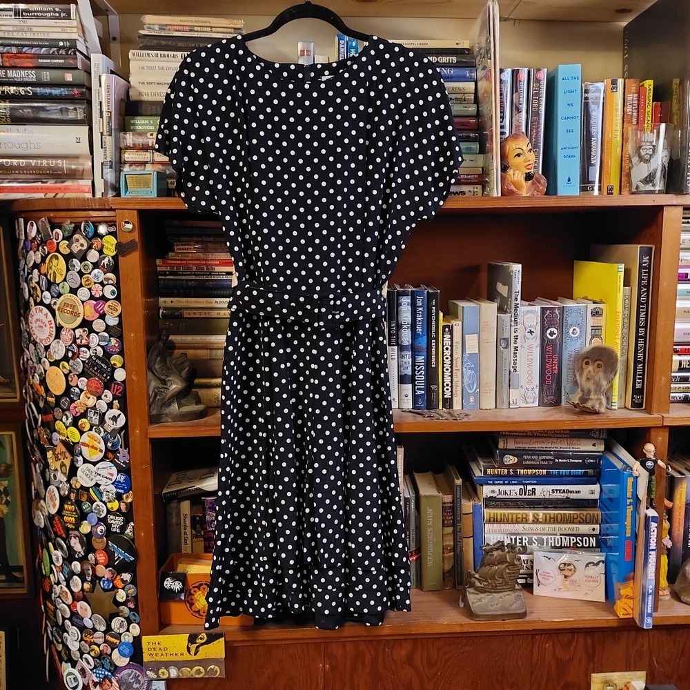 Vintage America Black and White Polka Dot Midi Dress